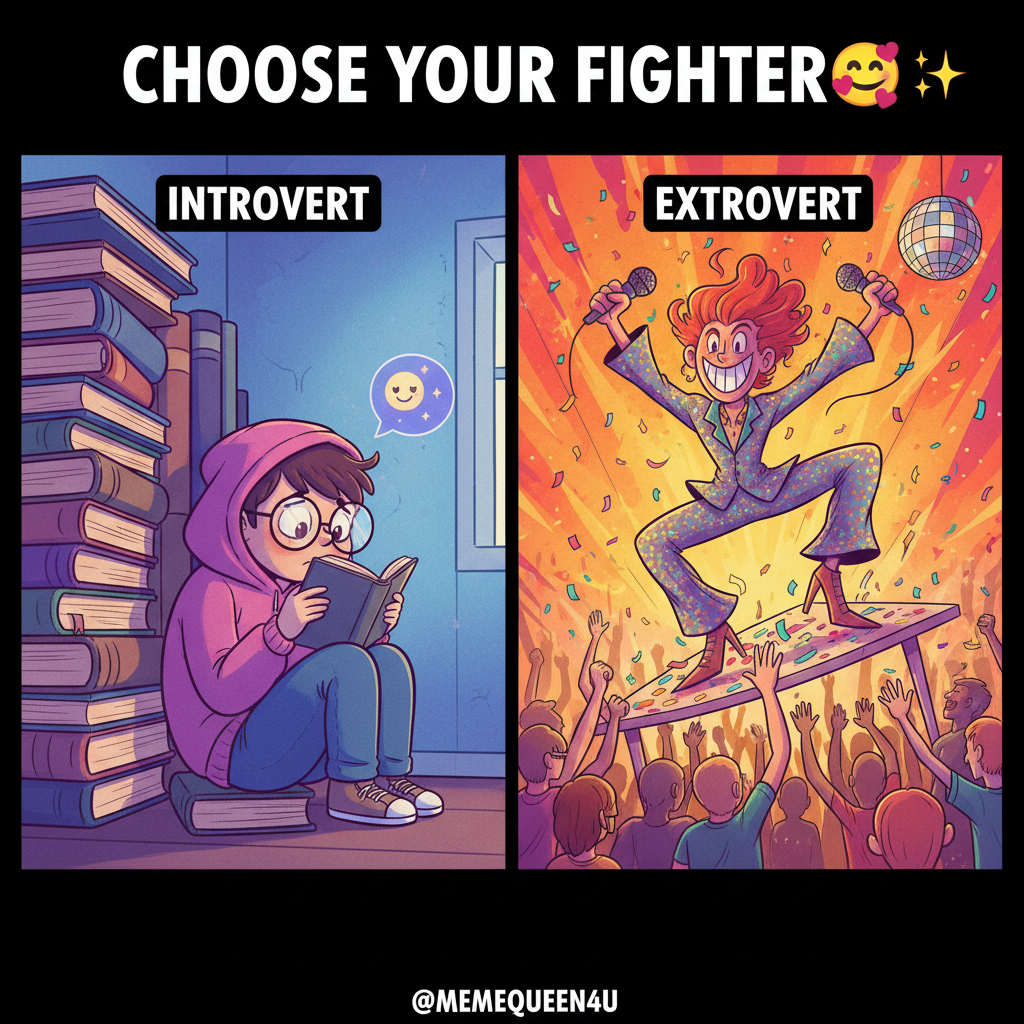 Introvert at a party vs. Extrovert at a party. Two different dimensions. 🫠