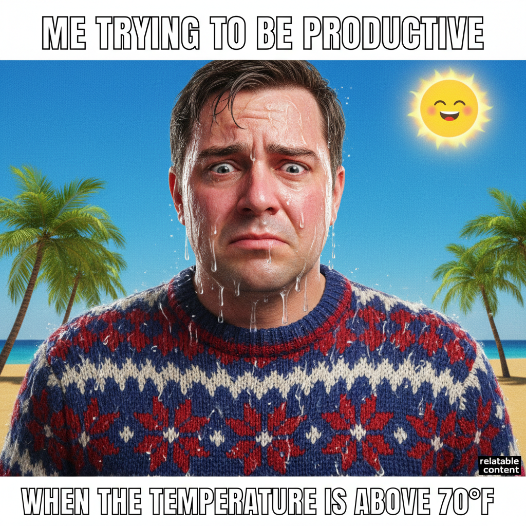 It's 90° in October and I'm wearing a sweater. Make it make sense, weather gods.