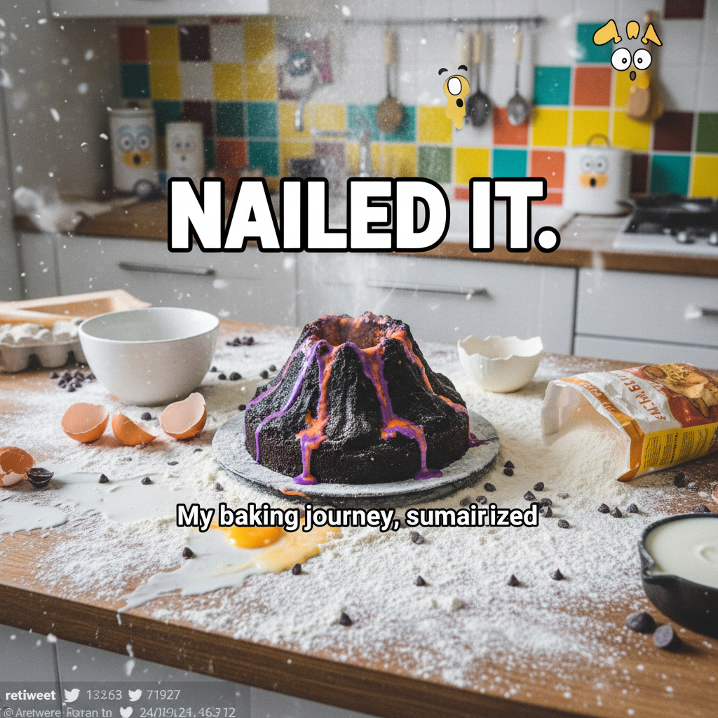 Attempted to make a 'simple' cake. Now my kitchen looks like a flour bomb exploded. Send pizza.
