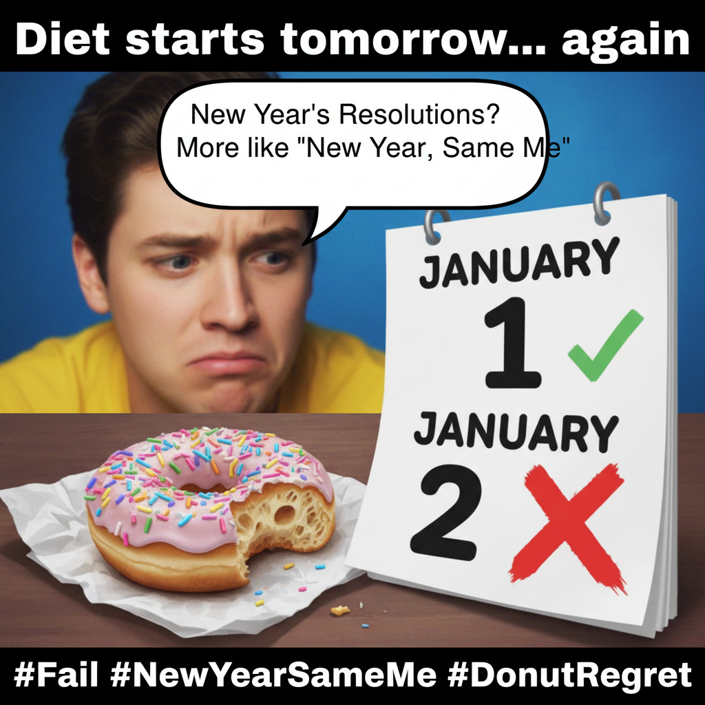 My New Year's resolution to 'eat healthier' lasted until January 2nd. Now accepting donut donations.