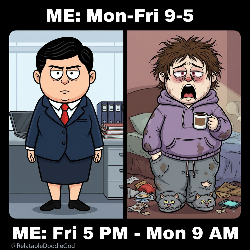 My WFH uniform is 50% pajamas, 50% existential dread.