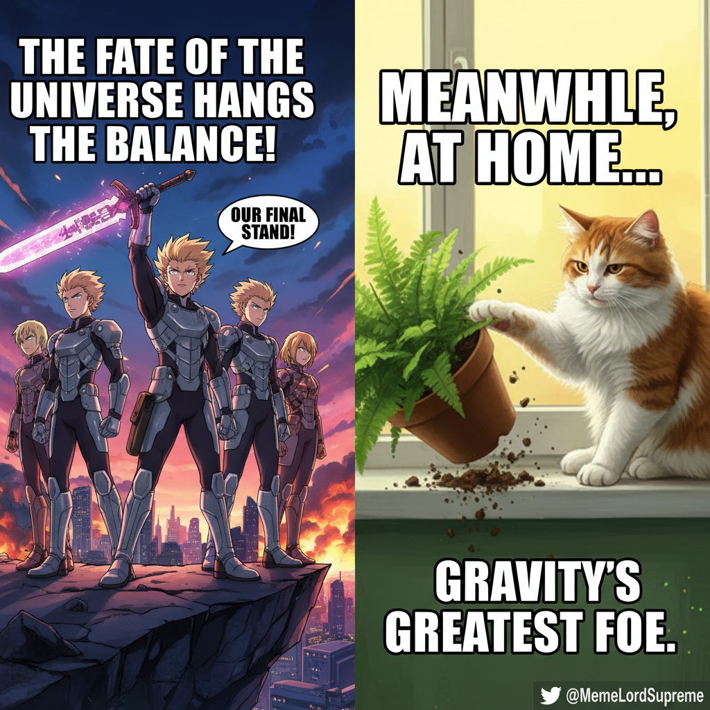 Me expecting a cool anime battle when I hear a loud noise vs. it's just my neighbor's cat.
