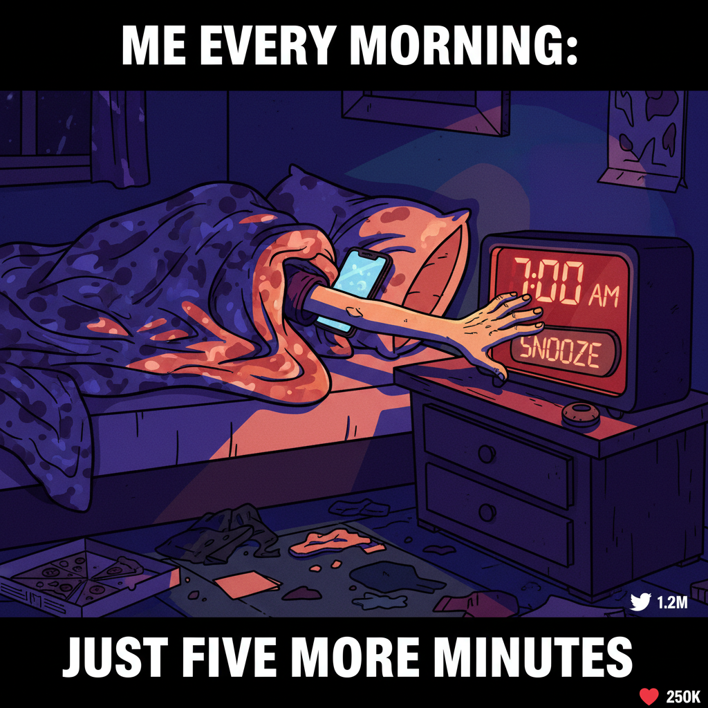 My Monday morning mood is currently sponsored by 3 alarms and 0 motivation.