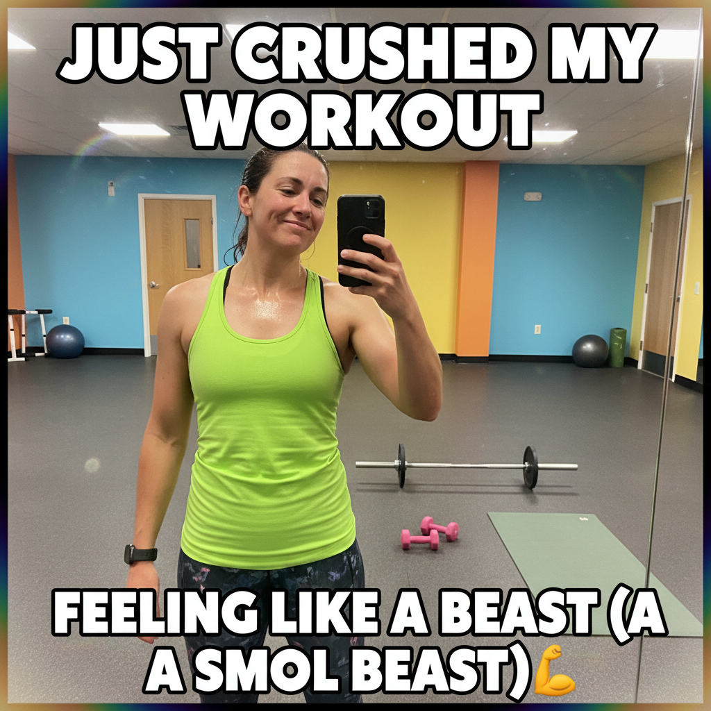Went to the gym. Did 3 reps. Took a selfie. Called it a day. Peak fitness achieved.