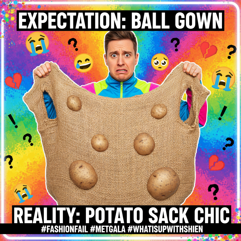 Ordered a 'chic' top online. Got a potato sack with armholes. My disappointment is immeasurable.