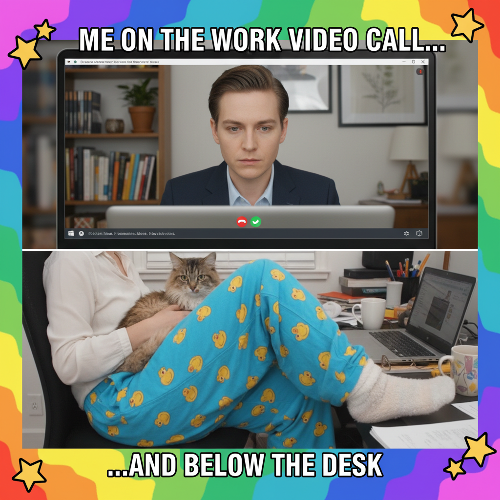 My 'work from home' outfit is 50% pajamas, 50% denial that I'm still in pajamas.
