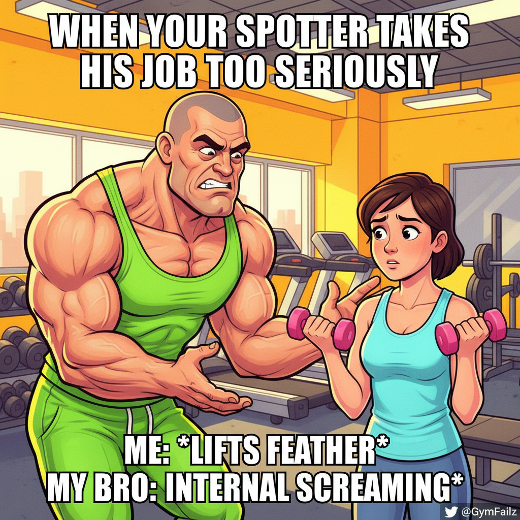 Gym bro spotting me like his life depends on it. Sir, it's 5lb dumbbells.