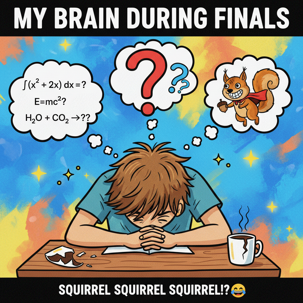 My brain during exams: 'You know this! Wait, no you don't. Is that a squirrel?'