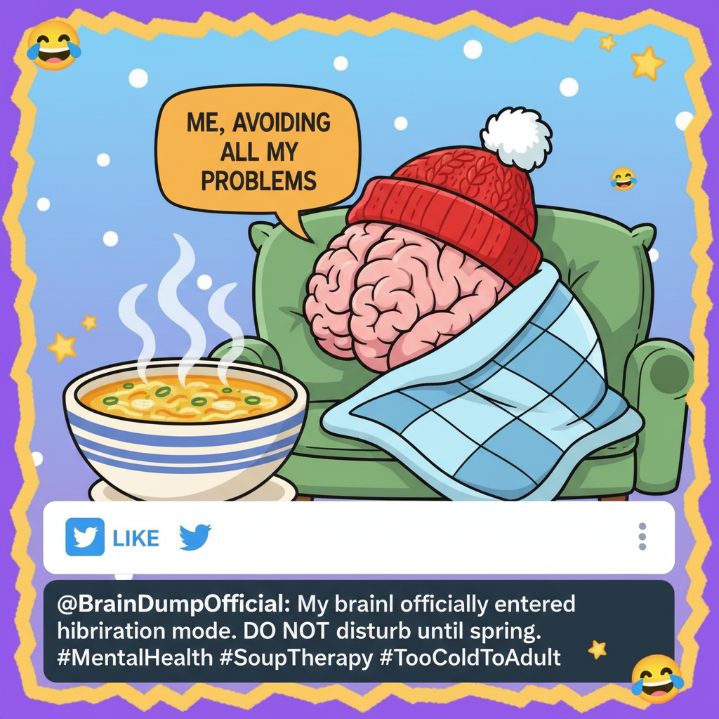 My brain cells during winter: 'Hibernate. No thoughts. Only soup.'