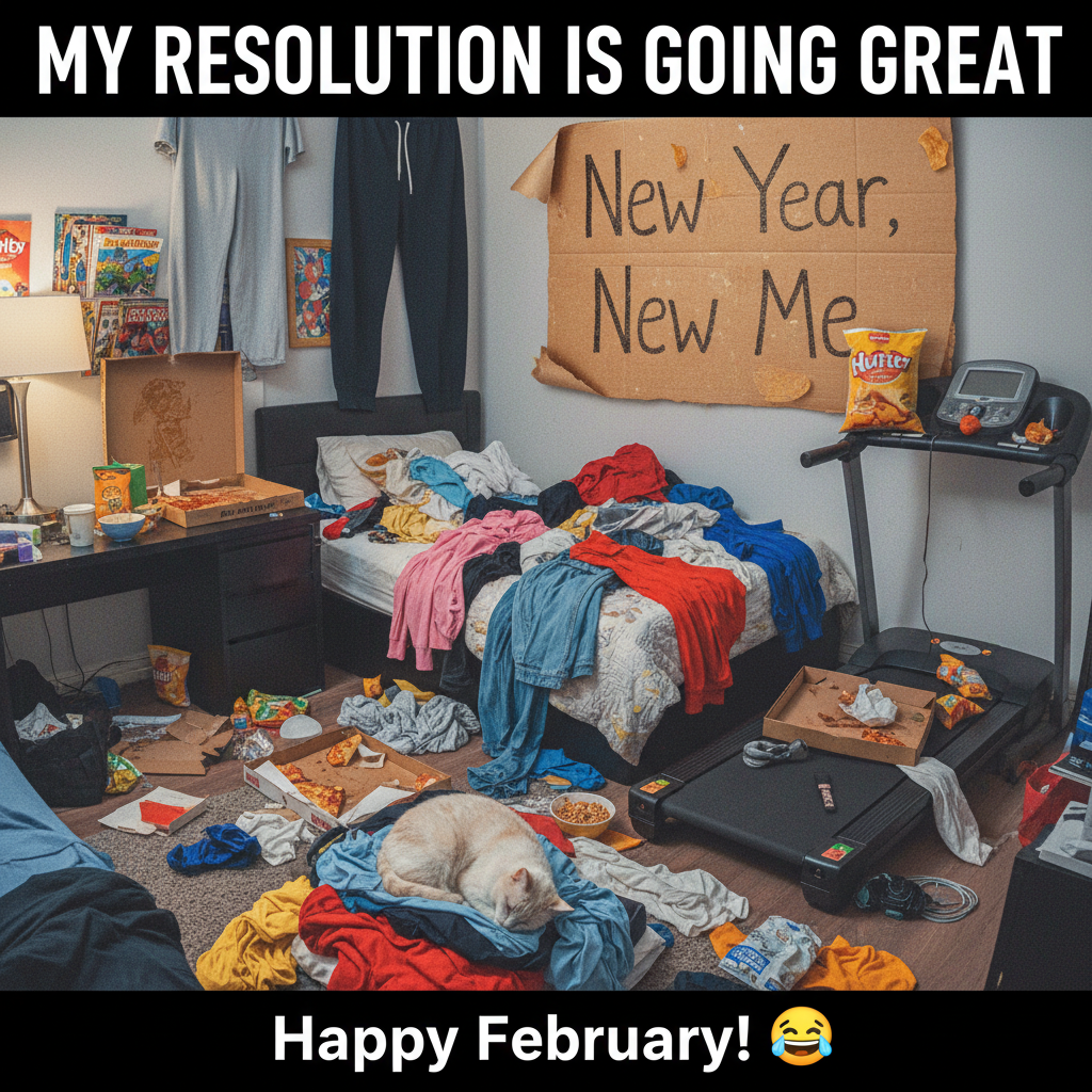 My New Year's resolution was to be more organized. My room looks like a tornado hit it.