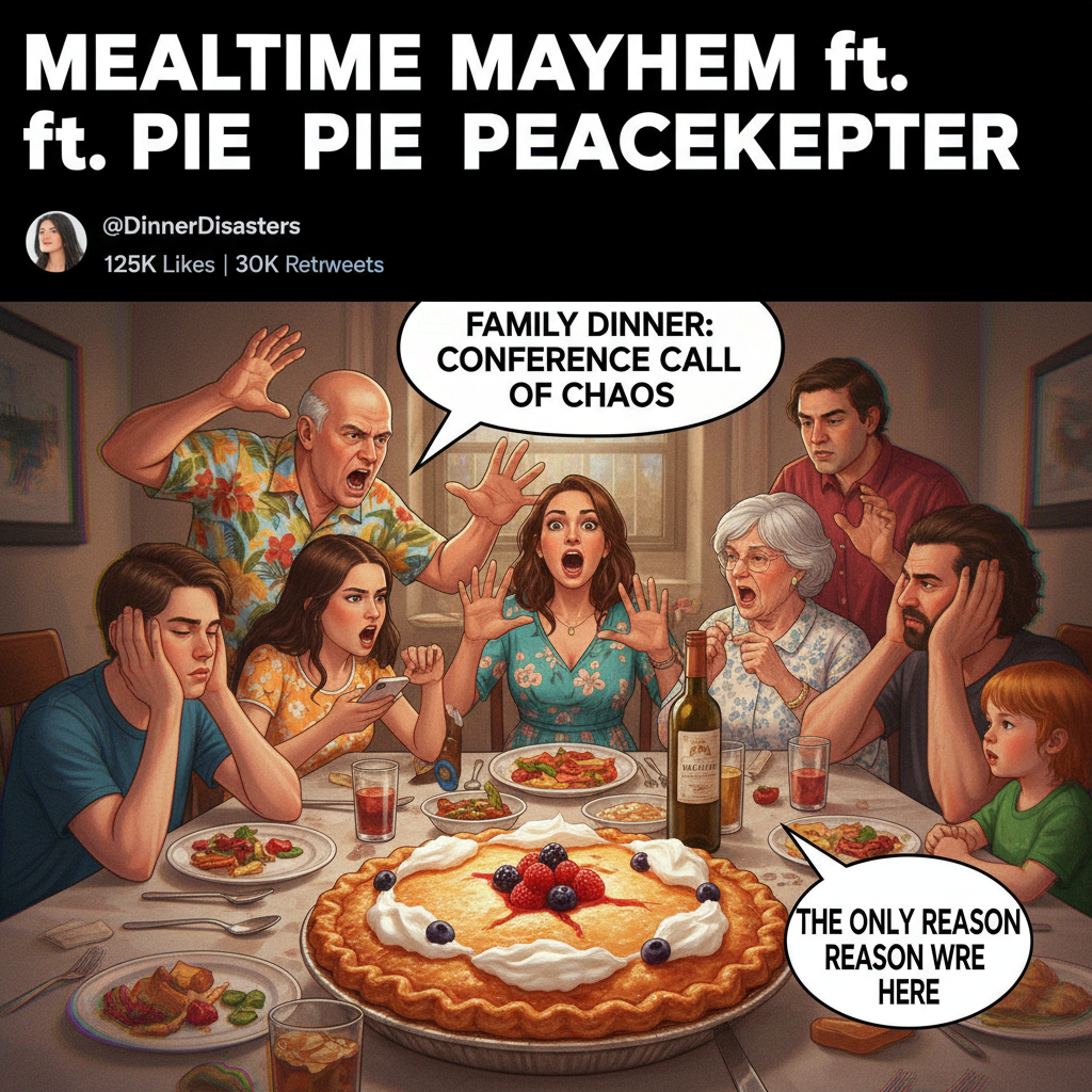 Holiday family dinner: 3 hours of eating, 3 days of awkward small talk. Worth it for the pie.