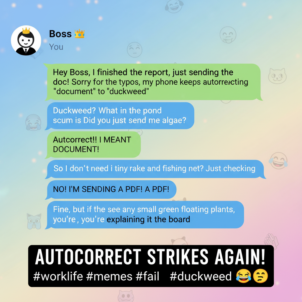 Autocorrect changed 'I'm coming' to 'I'm communist.' My boss is now very confused.
