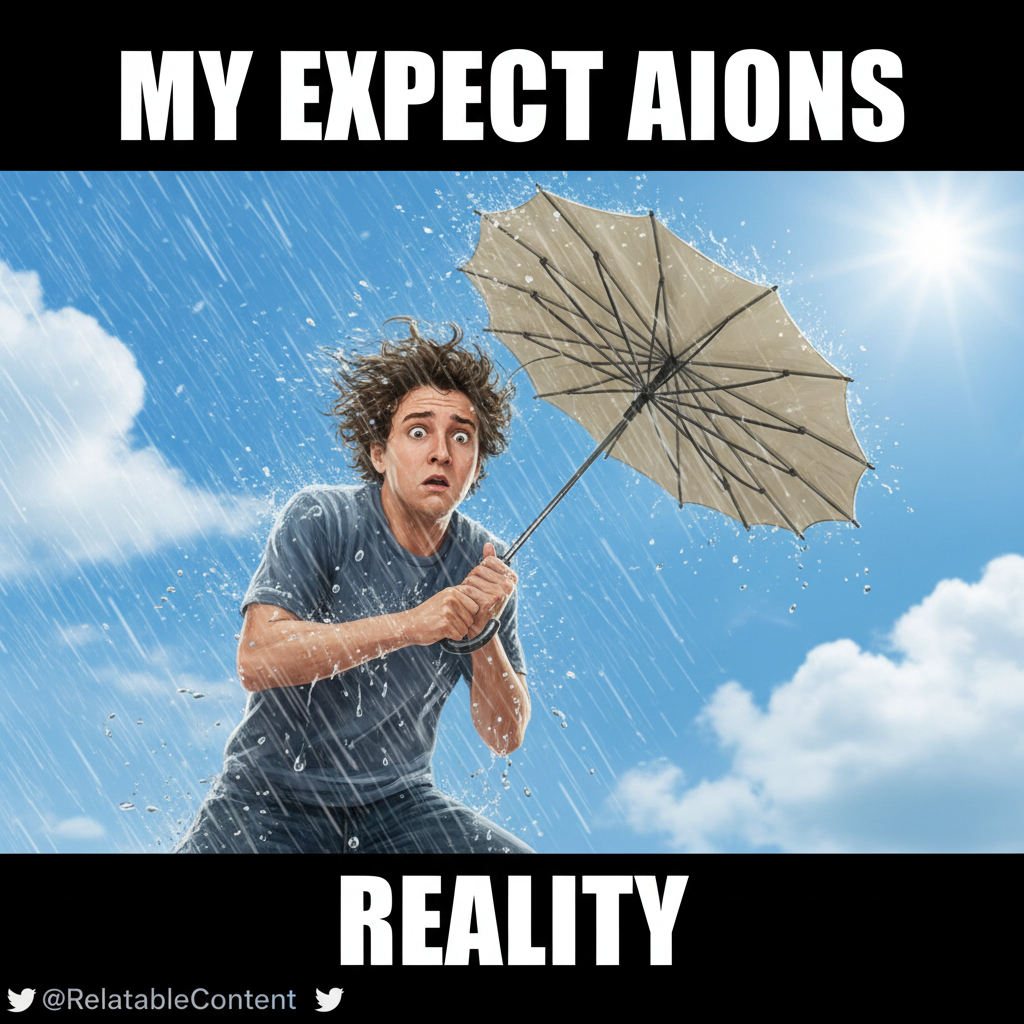 It's 75°F and raining sideways. Texas weather is a commitment issue.