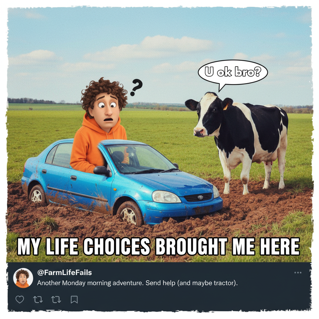 GPS said 'turn left.' I'm now in a field talking to a cow. Send snacks.