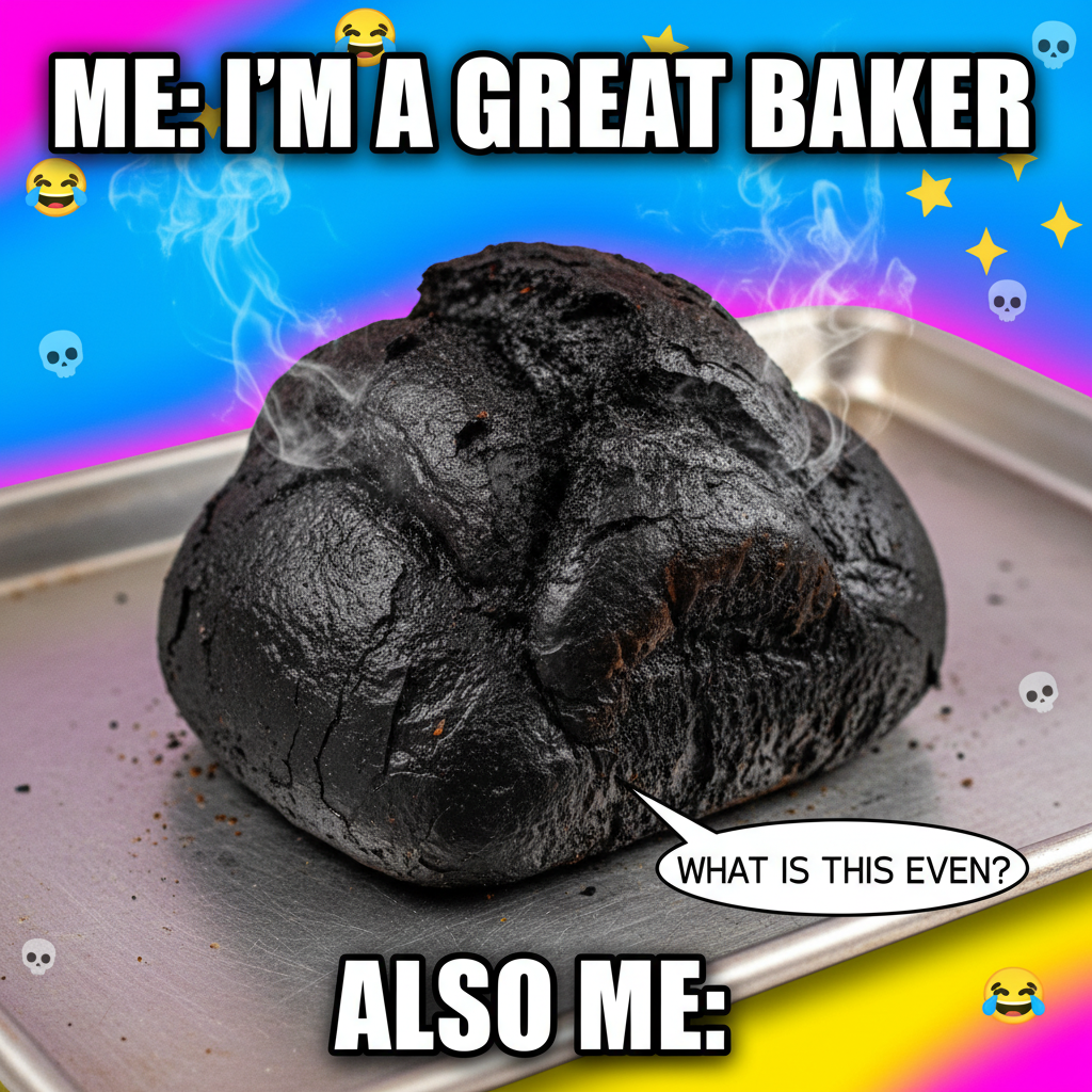 Attempted to make artisanal bread. Ended up with a charcoal briquette. Send pizza.