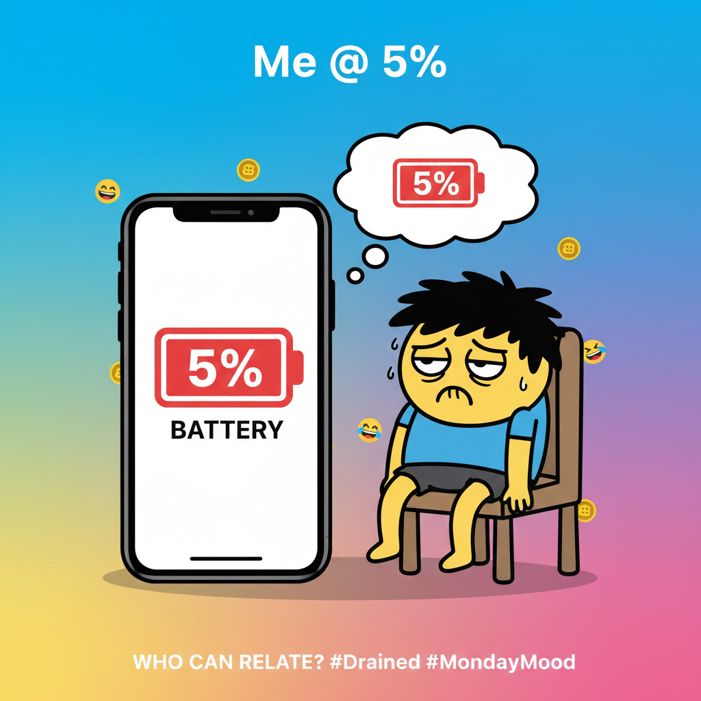 My phone battery percentage is basically my social battery percentage.