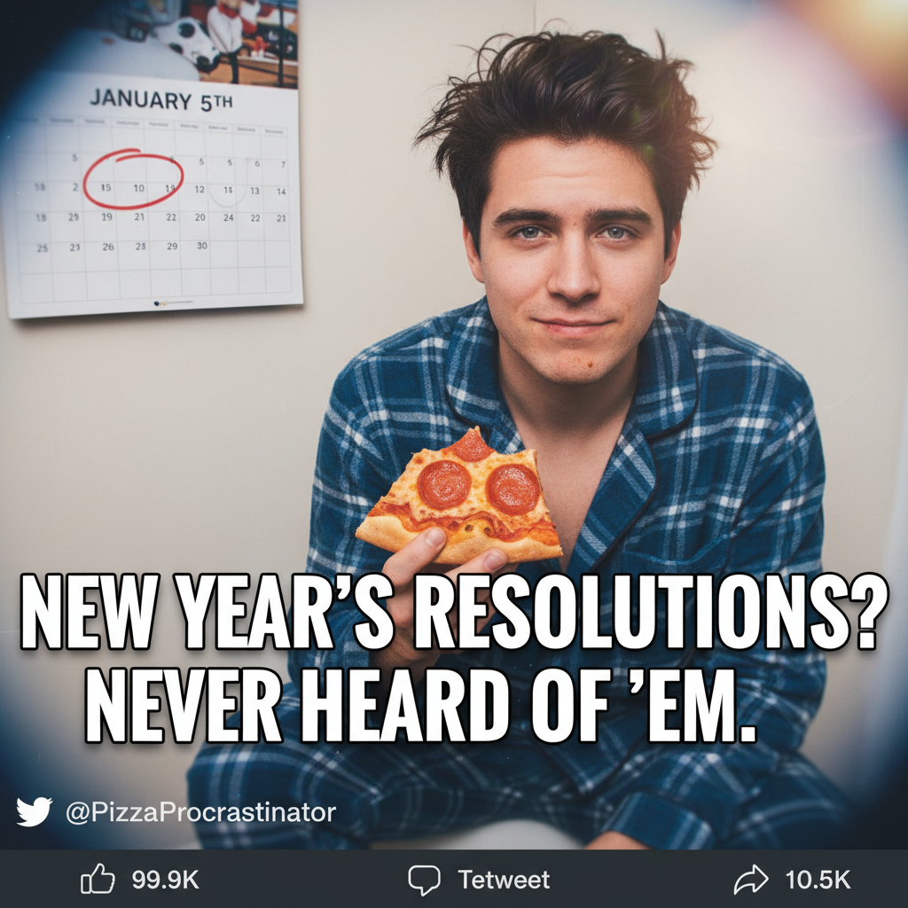 My New Year's resolution was 'eat healthier'. It's Jan 5th and I'm eating pizza for breakfast. #NYRFail