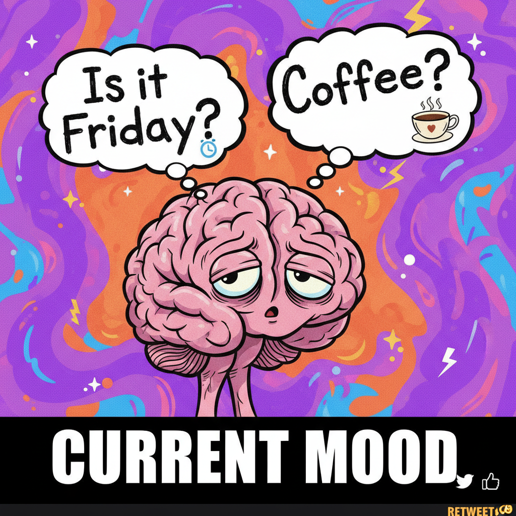 My brain on Monday morning: 'Is it Friday yet?' #MondayMood