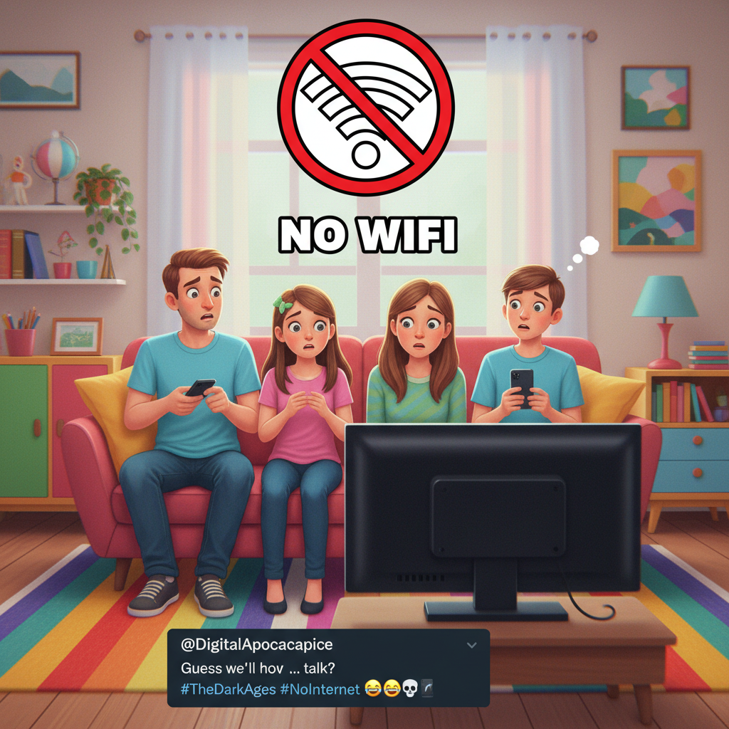 The wifi went down. I'm pretty sure my family just remembered each other exist.