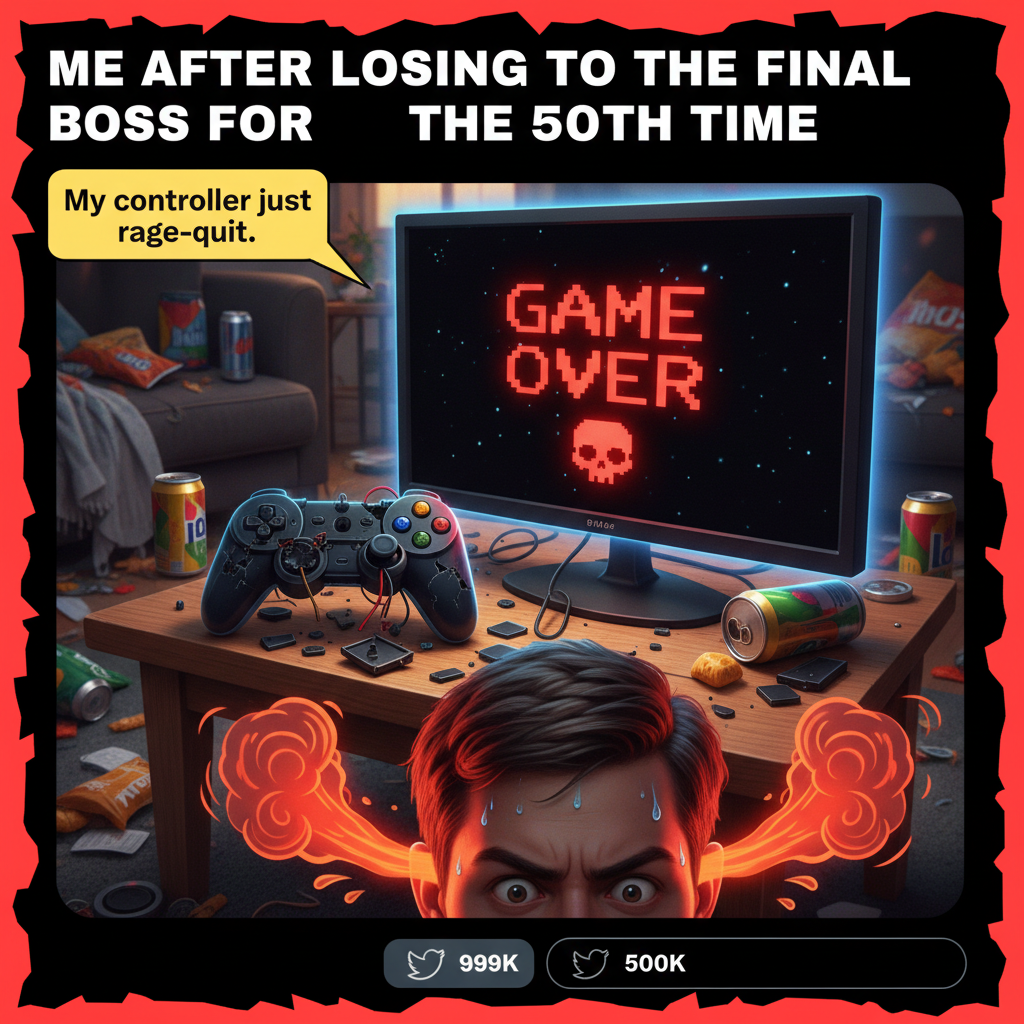 My controller just flew across the room. It wasn't my fault, the game cheated. 😤 #GamingRage