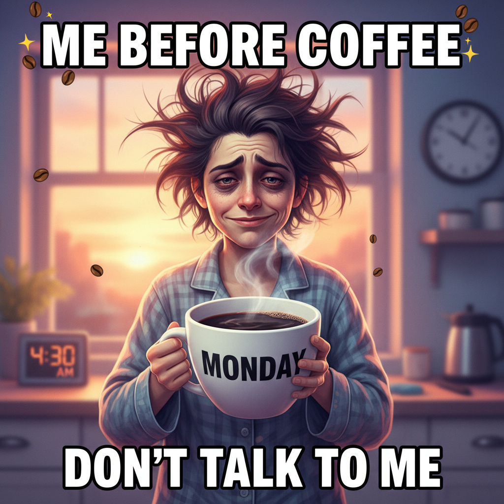 My Monday morning mood is currently sponsored by 3 hours of sleep and 5 cups of coffee. Send help. ☕