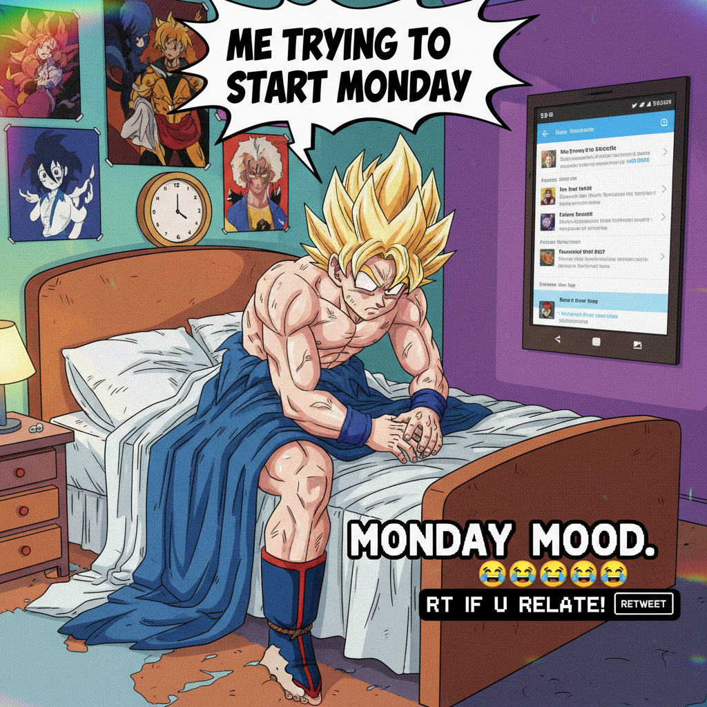 Me trying to use my anime powers to get out of bed on a Monday. It's not working.