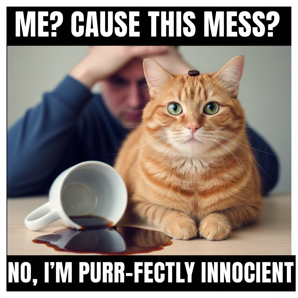 My cat just knocked my coffee over. My entire life is a lie.
