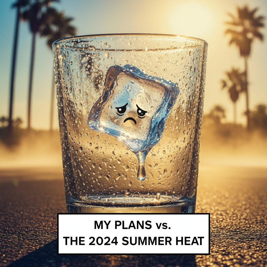It's 90 degrees but feels like 105. My AC is weeping. Send ice. #SummerVibes