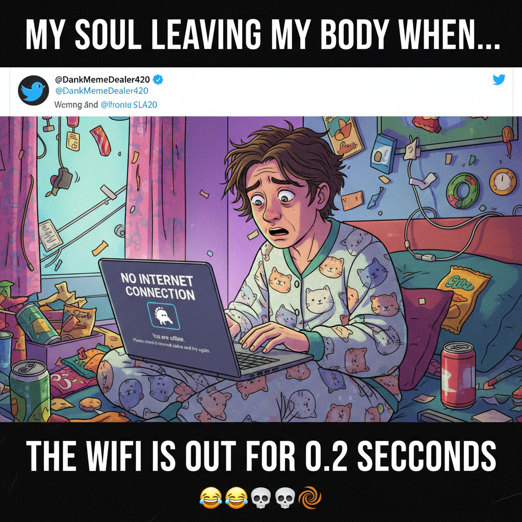 The WiFi just went down. Guess I'll just stare blankly at the wall and question all my life choices.