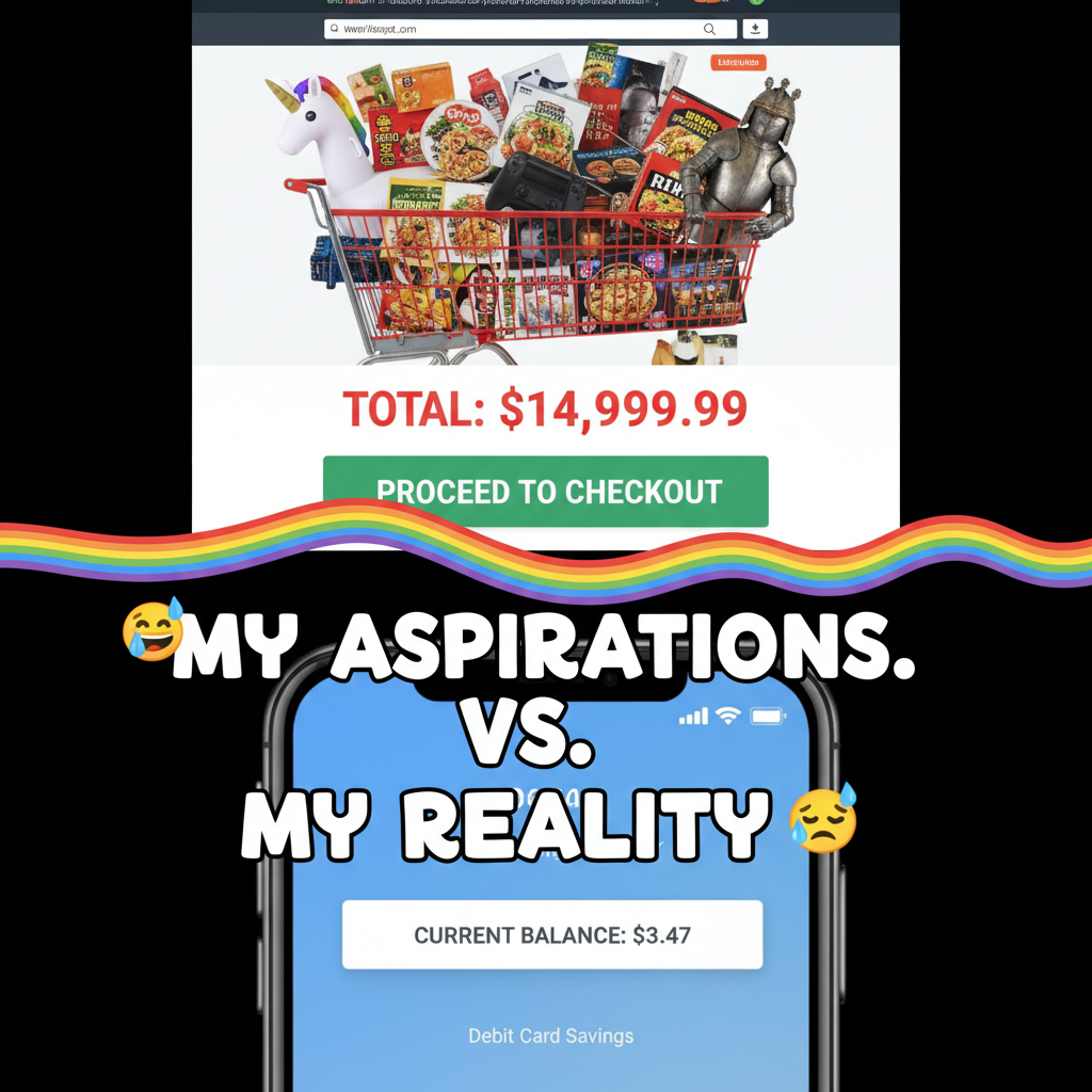 My online shopping cart vs. my bank account. It's a tragedy, really.