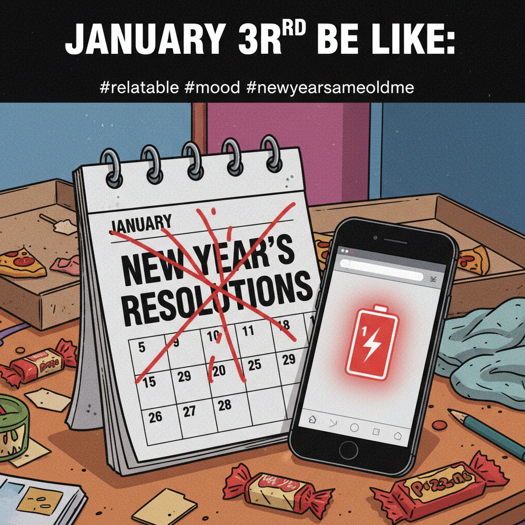 My New Year's resolutions lasted longer than my phone battery today. Progress?