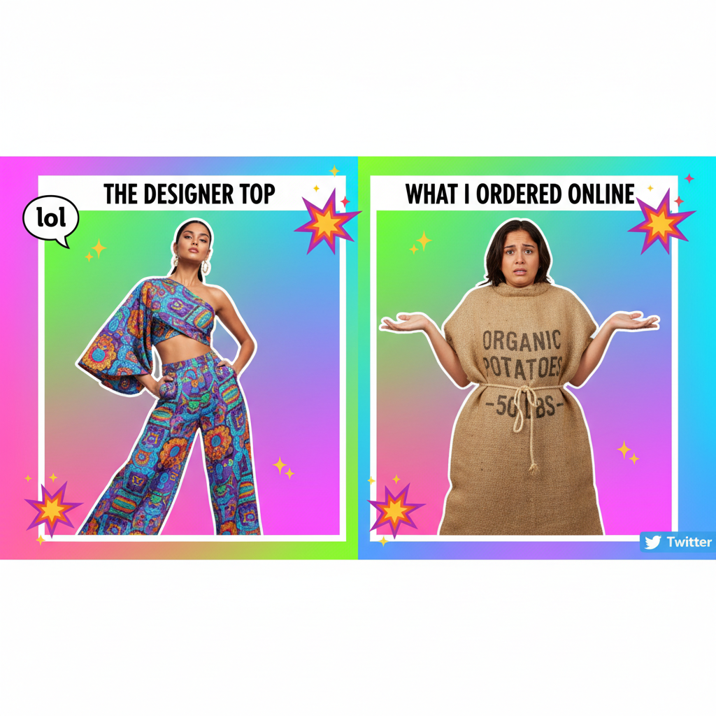 Ordered a 'chic' top online, got a potato sack. My bank account is crying.