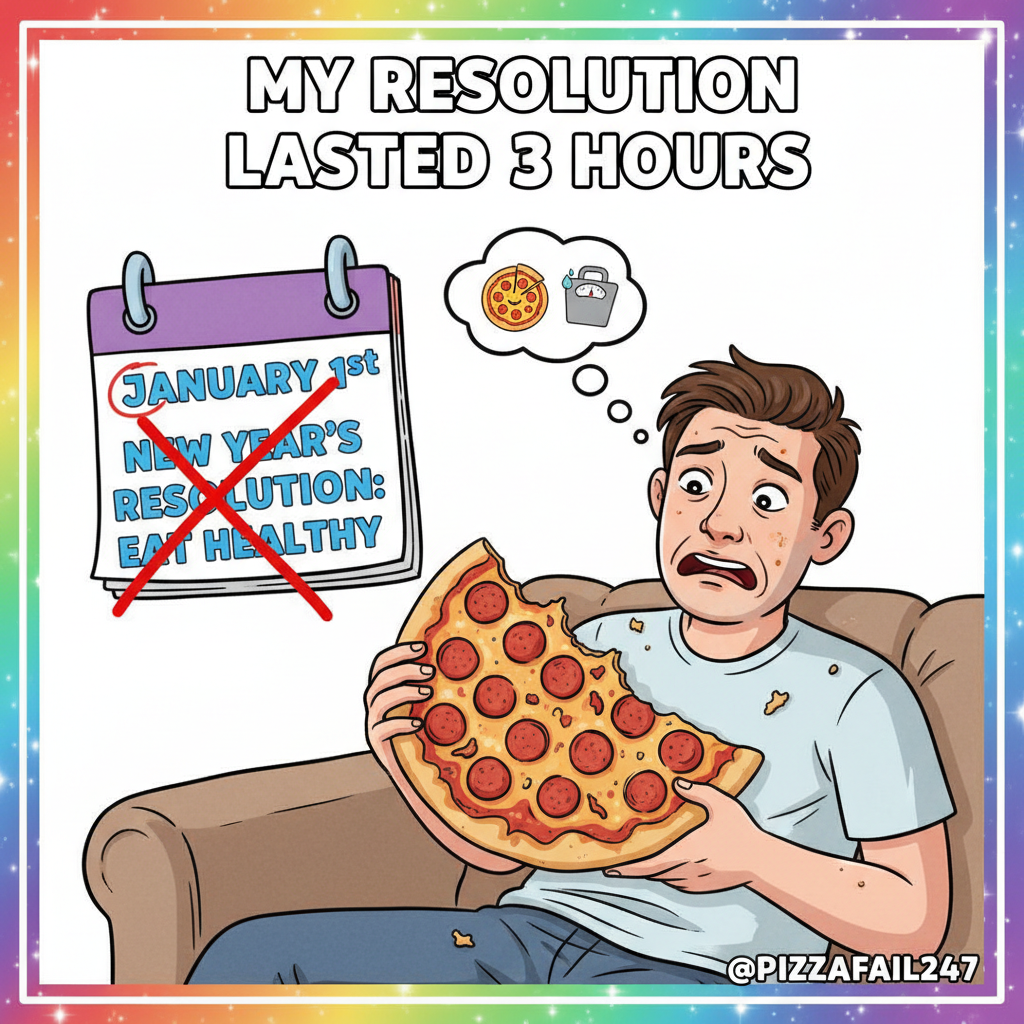 My New Year's resolution lasted 3 hours. New record! 💪 #fail