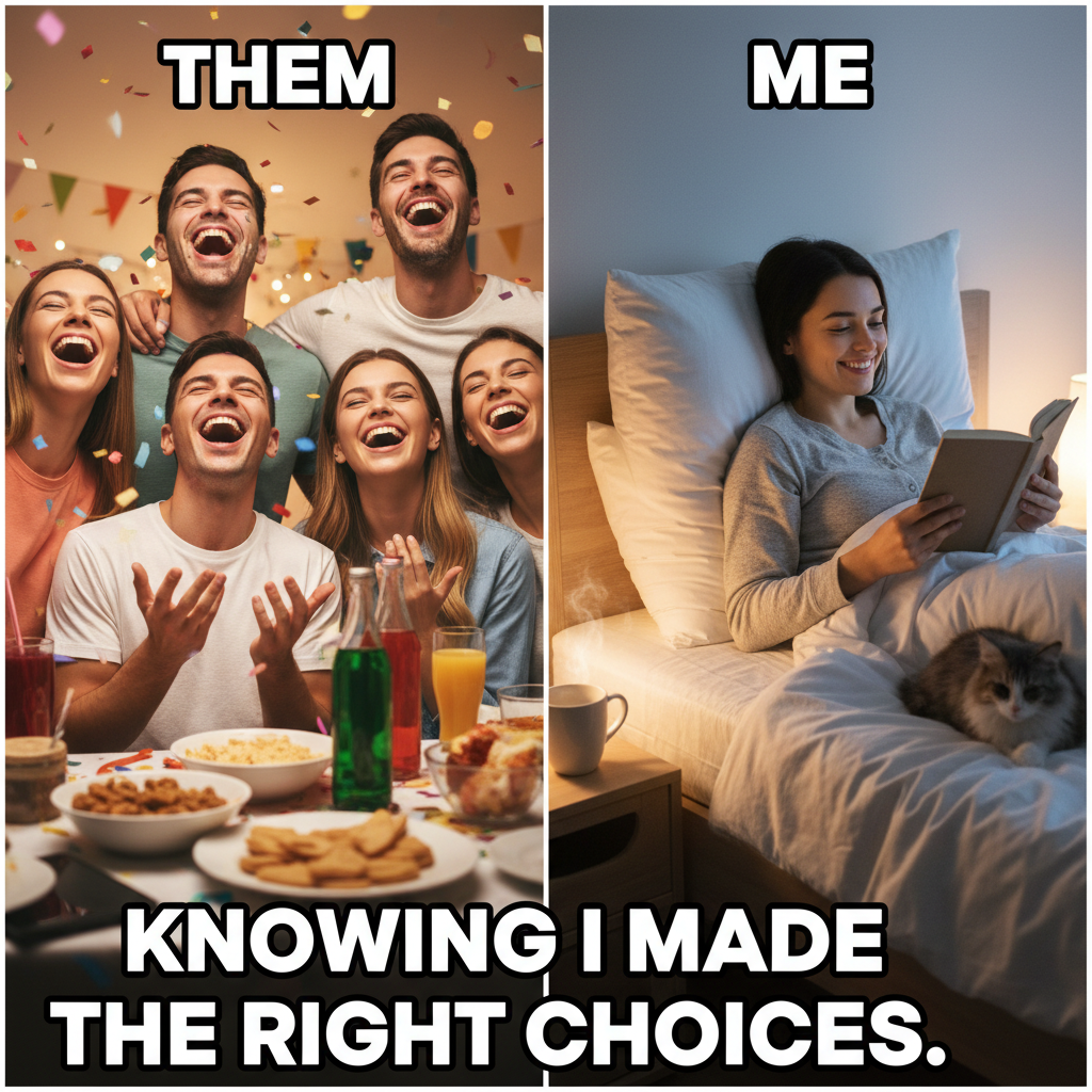 Extrovert: 'Let's go out!' Introvert: *already in bed by 8 PM*