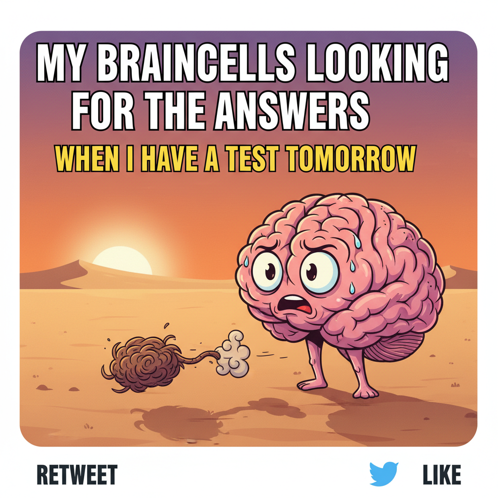My brain during exam season is just a tumbleweed rolling through an empty desert.