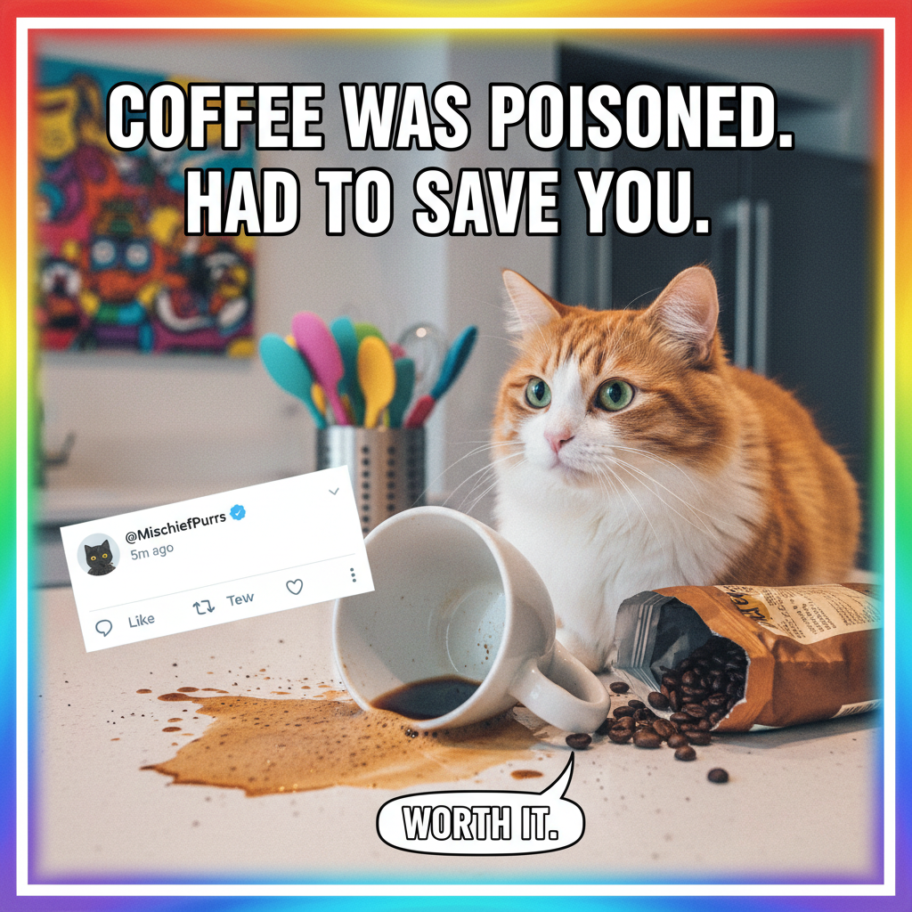 My cat just knocked over my coffee. Again. It's 7 AM.