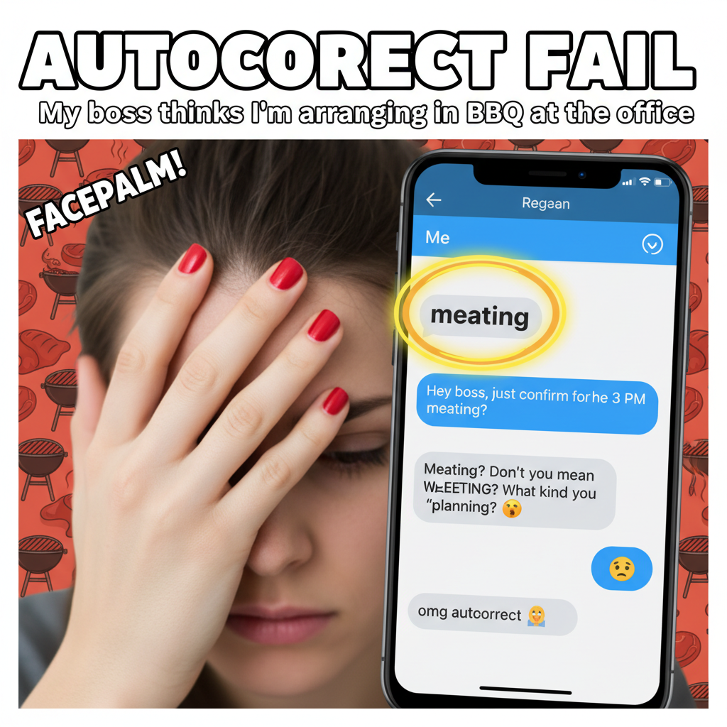 Autocorrect changed 'meeting' to 'meating.' My boss is concerned.