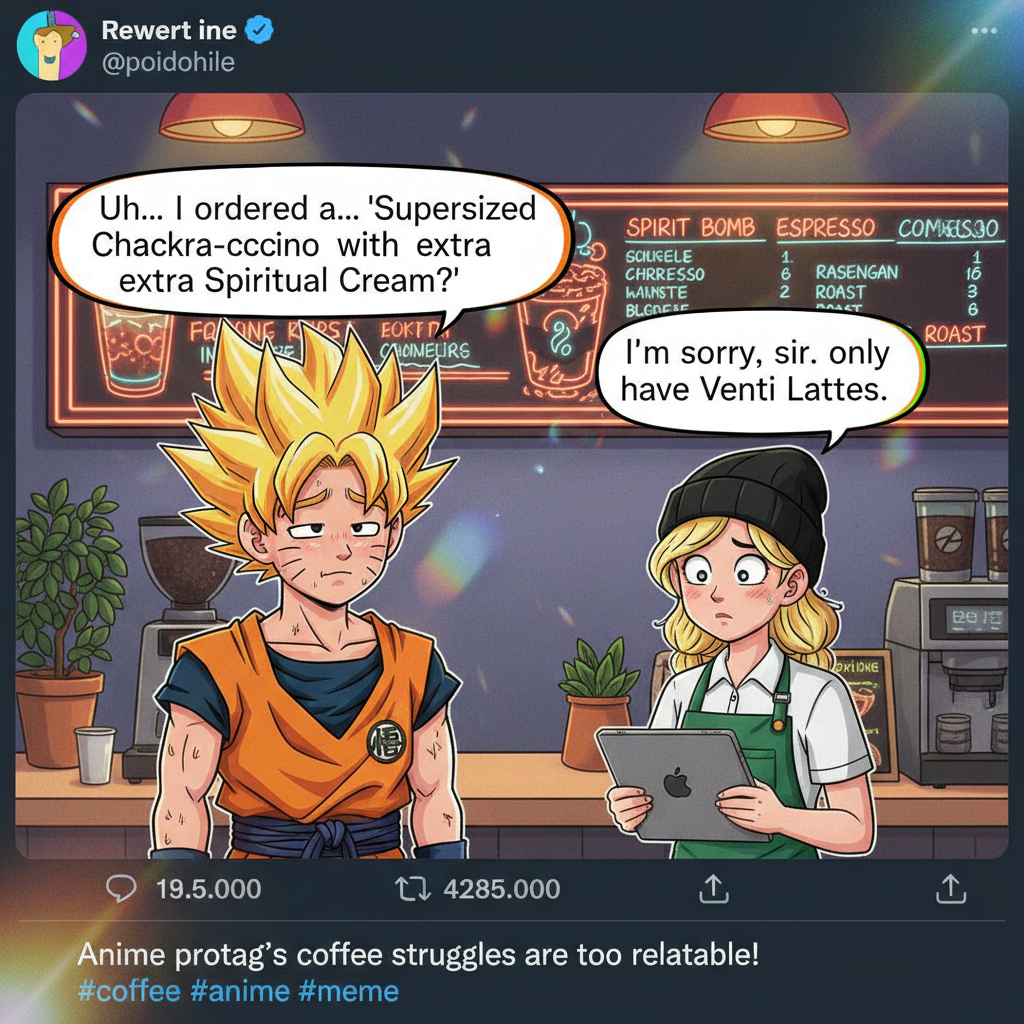 When the barista asks for my name and I respond with my favorite anime character.