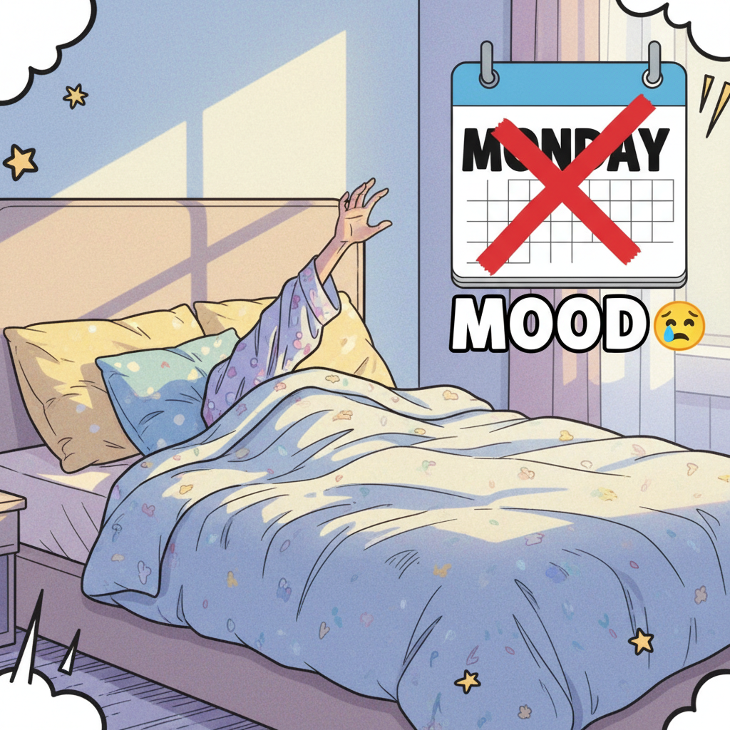 Monday morning: My bed is a black hole and I'm its willing prisoner.