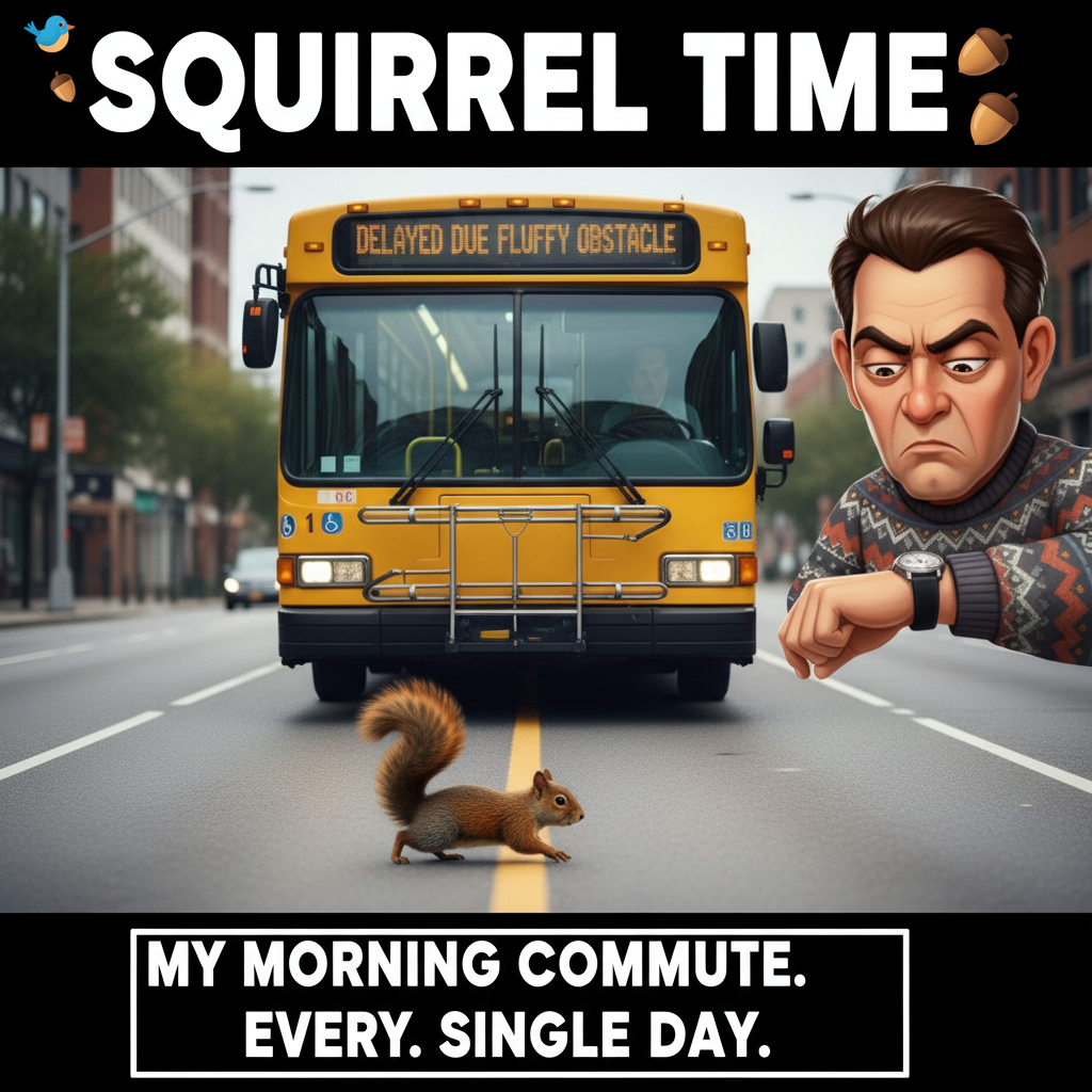 The bus driver just stopped for a squirrel. Meanwhile, I'm late for work. Priorities, I guess.