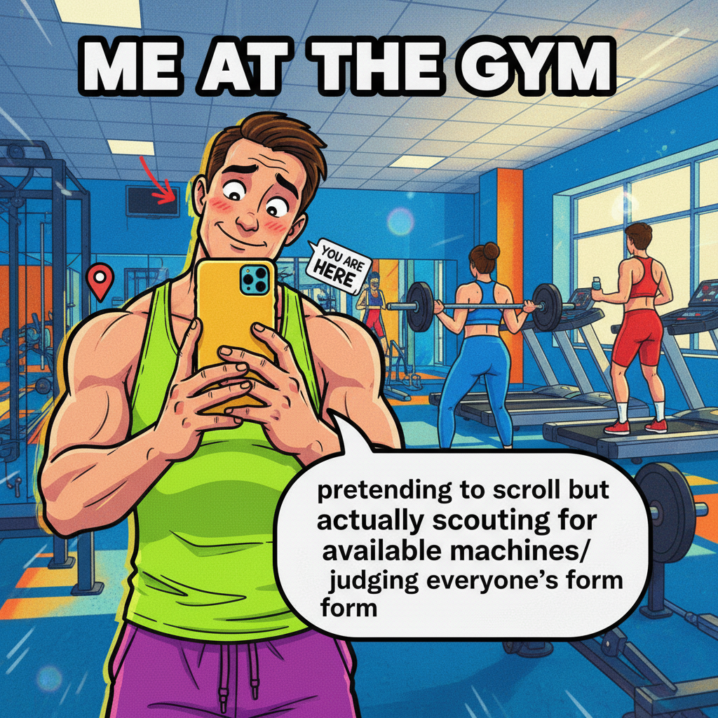 My gym routine is 50% lifting weights, 50% lifting my phone to check if anyone's watching.