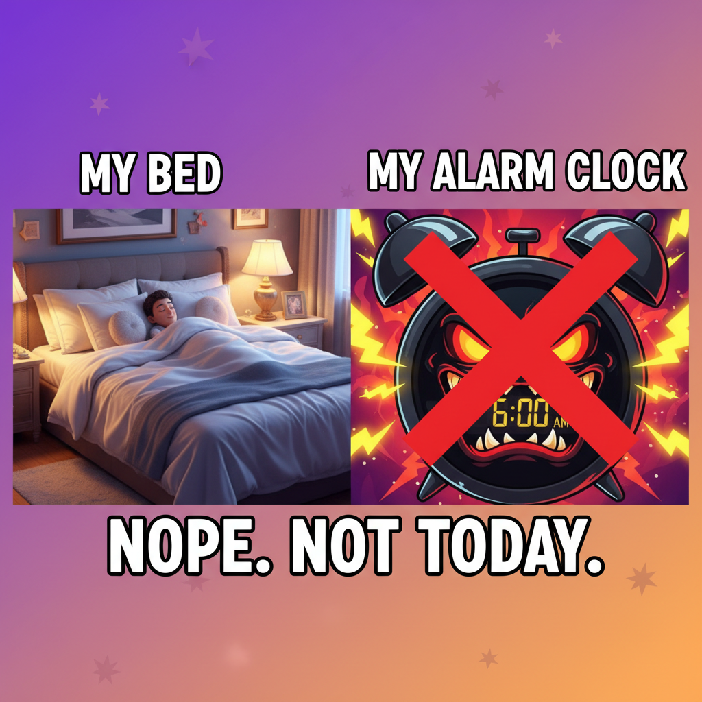 My bed on Sunday night vs. my alarm on Monday morning. It's a betrayal.