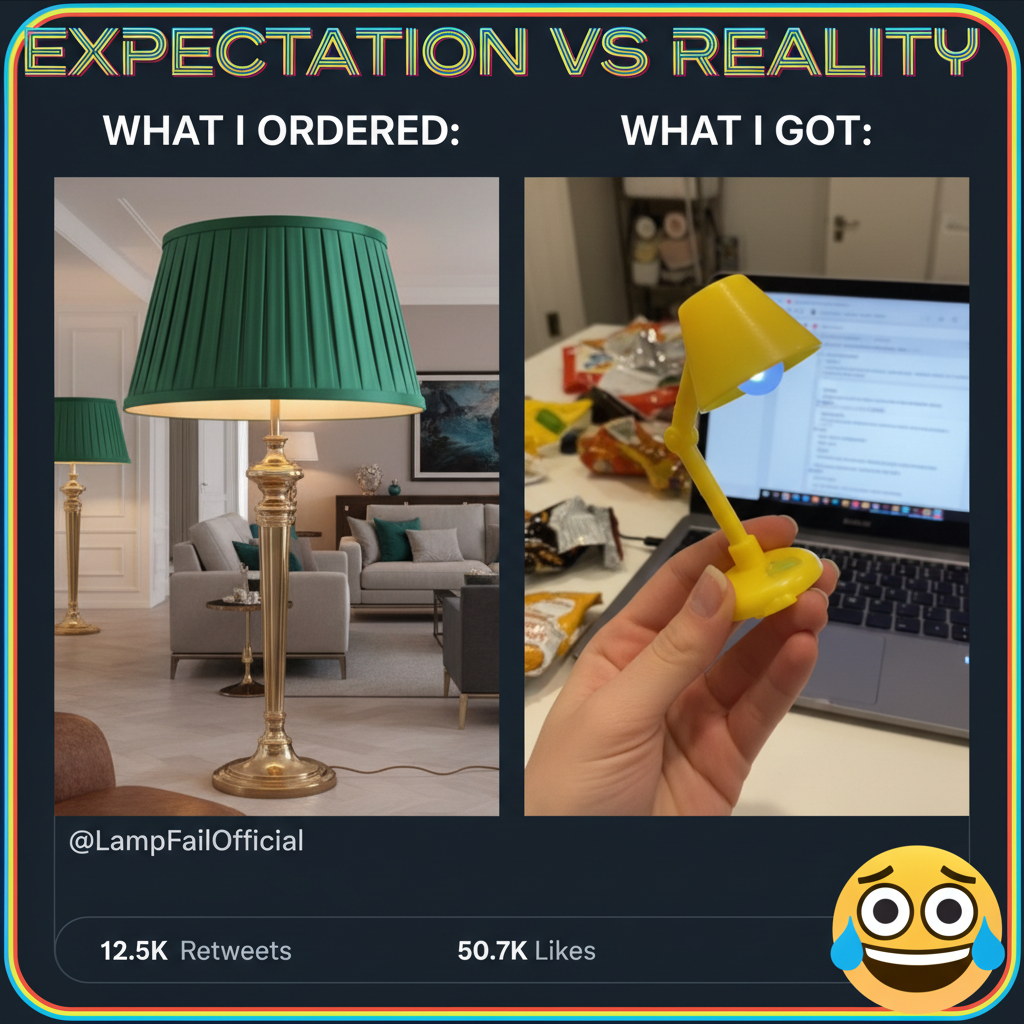 Bought a 'designer' lamp online. It arrived. It's a tiny plastic toy. Never trust the internet.