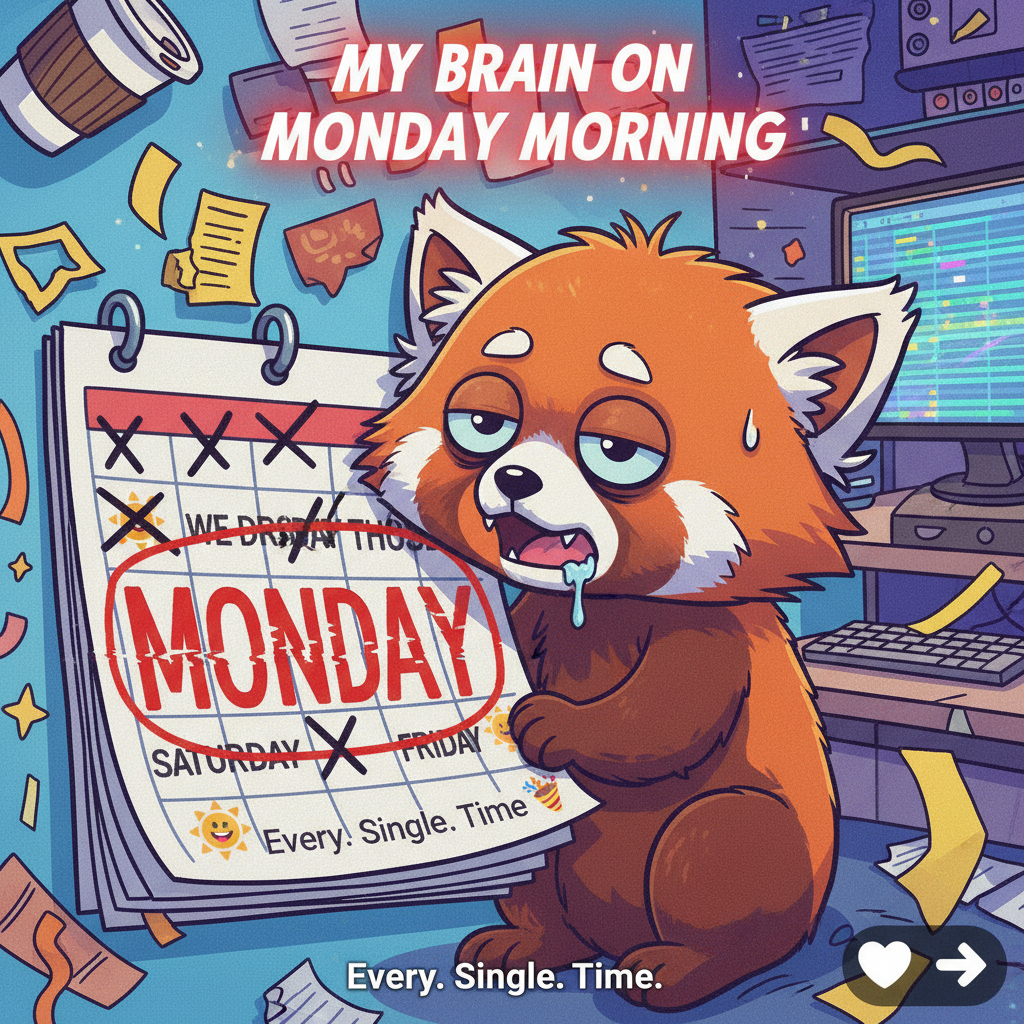 My brain on Monday mornings: 'Is it Friday yet?'