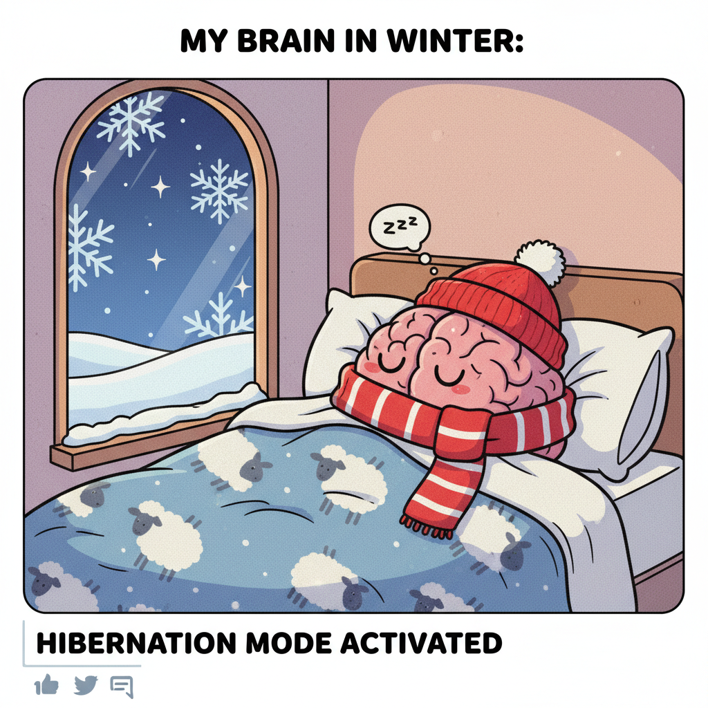 My brain cells hibernating until spring. Send Vitamin D and memes.
