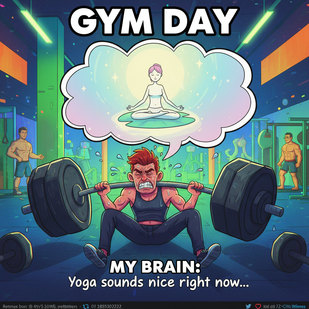 When you try to lift heavy but your body says 'nah, we're doing yoga today.'