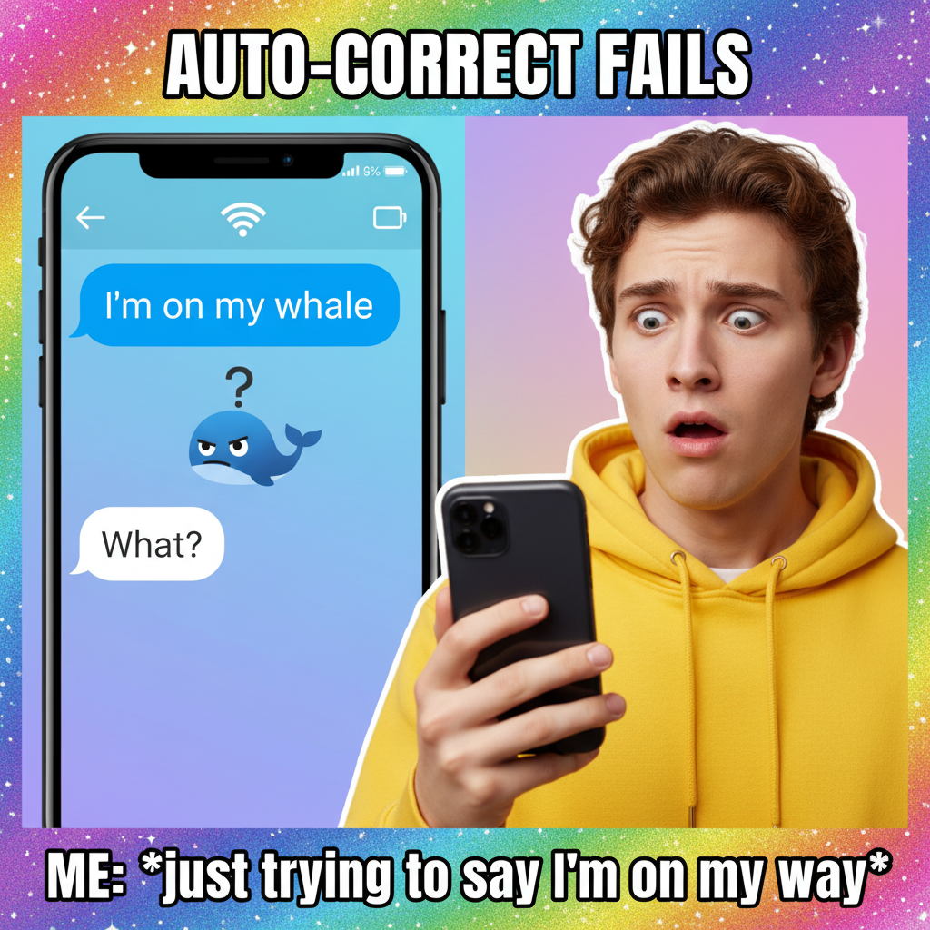 Autocorrect just changed 'I'm on my way' to 'I'm on my whale.' Guess I'm a marine biologist now.