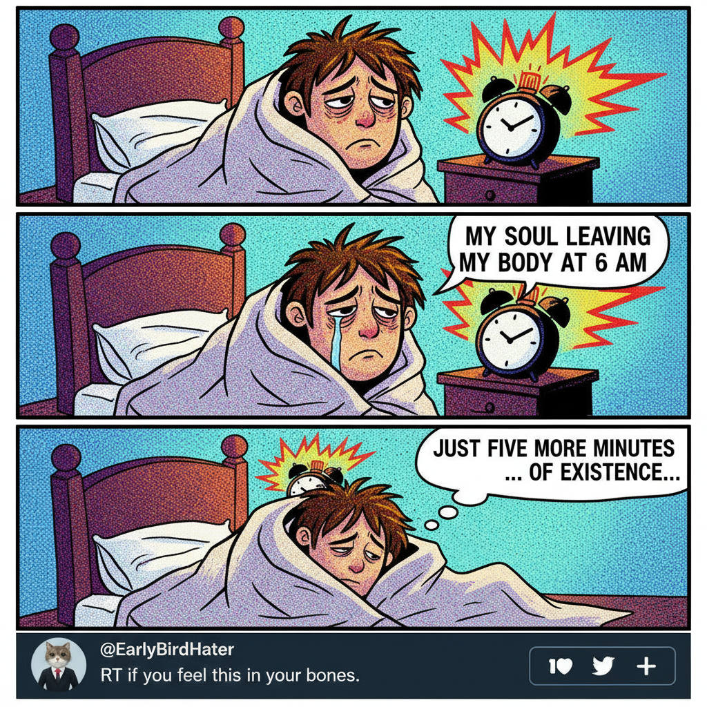 Monday morning mood: My bed is still calling me, but my alarm clock is a siren.