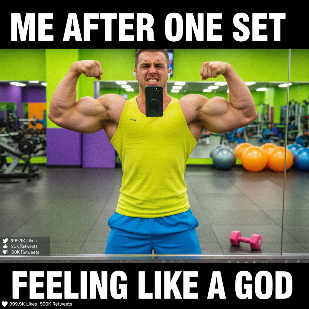 Went to the gym. Did one rep. Took a selfie. Called it a day.