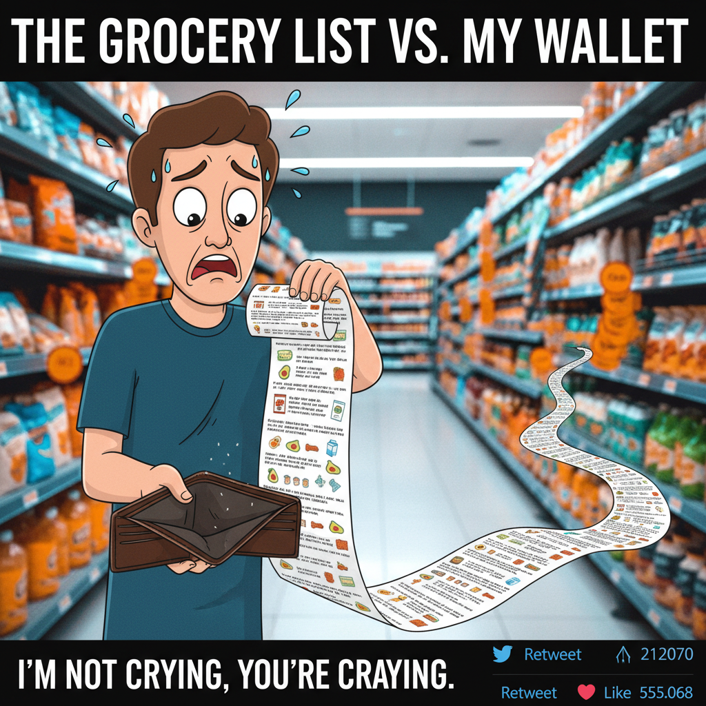 Adulting is just making a grocery list and realizing you can't afford half of it.